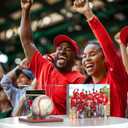 FEMELI Baseball Case Display Holder: 2PCS Acrylic Clear Ball Box with Base/Card Slot-Memorabilia Showcase Autograph Softball Protector Stand (Red)