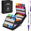 Ohuhu Markers for Adult Coloring Books No Bleeding 100 Colors Water-based Dual Tips Fineliner & Brush Coloring Markers for Kids Adults Beginners Drawing Pens for Journaling Lettering - Maui - White