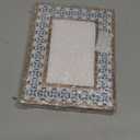 Handmade White Bone Photo Frame Geometric Painting Vintage Boho Wooden Picture Frames For Table-Top/Wall Decor (6x4 Inches, Geometric Blue)