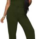 Ulovmi Women's Casual 2 Piece Outfits Short Sleeve Top and Wide Leg Pants with Pocket Loose Fit Lounge Sets Tracksuit XL Army Greeen