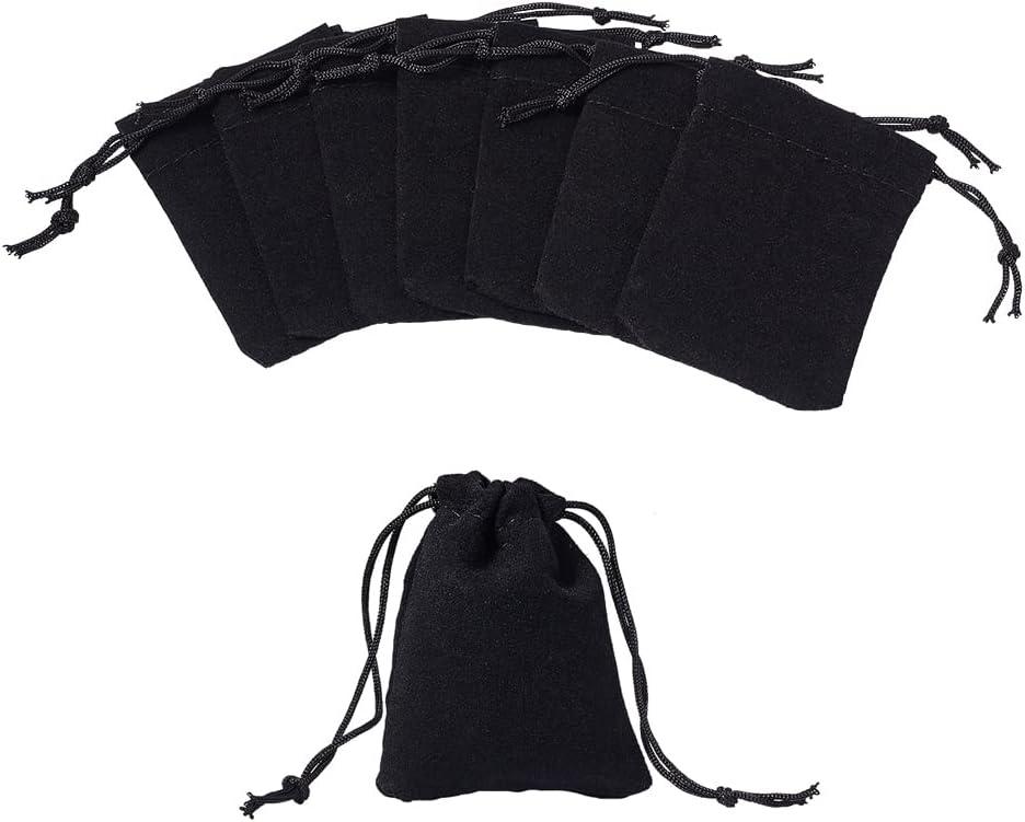 FASHEWELRY 100 Pack Black Drawstring Velvet Jewelry Dice Bags 2.8x2 inch Small Gift Bags Wedding Party Favor Candy Storage Present Packaging Pouches for Samll Business Selling