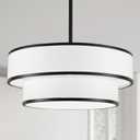 Drum Chandelier for Dining Room, 5-Light Modern Farmhouse Black Chandelier with Fabric Drum Shade, 20" Hanging Pendant Ceiling Light Fixture for Kitchen Island Bedroom Living Room (Black 19.8'')