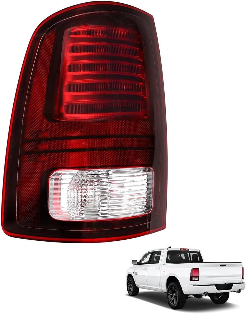 LED Tail Light Assembly Driver Side Compatible with Ram 1500 2500 3500 2013-2018 - Replaces 68093081AB Black Housing (Fits Factory LED Models Only)