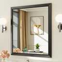 Briivue 36x32 Inch Black Bathroom Mirror for Wall, Thick Metal Framed Rectangle Mirrors for Over Sink, Bedroom, Living Room, Entryway, Anti-Rust, HD Tempered Glass