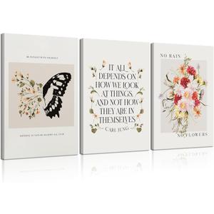 VVL 3Pcs Inspirational Quotes Canvas Wall Art for Office Mental Health Motivation Painting Picture Wall Decor for School Treatment Room Home Decoration 16x24in