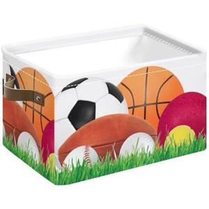 FALE QTUOM Sports Basketball Foldable Storage Baskets, Foldable Storage Bins Storage Cube Box with Handles Collapsible Closet Shelf Cloth Organizer Basket for Nursery Bedroom