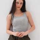 Women's Sleeveless Full Length Ribbed Fitted Racerback Workout Crew High Neck Basic Tank Top - (Grey,S)