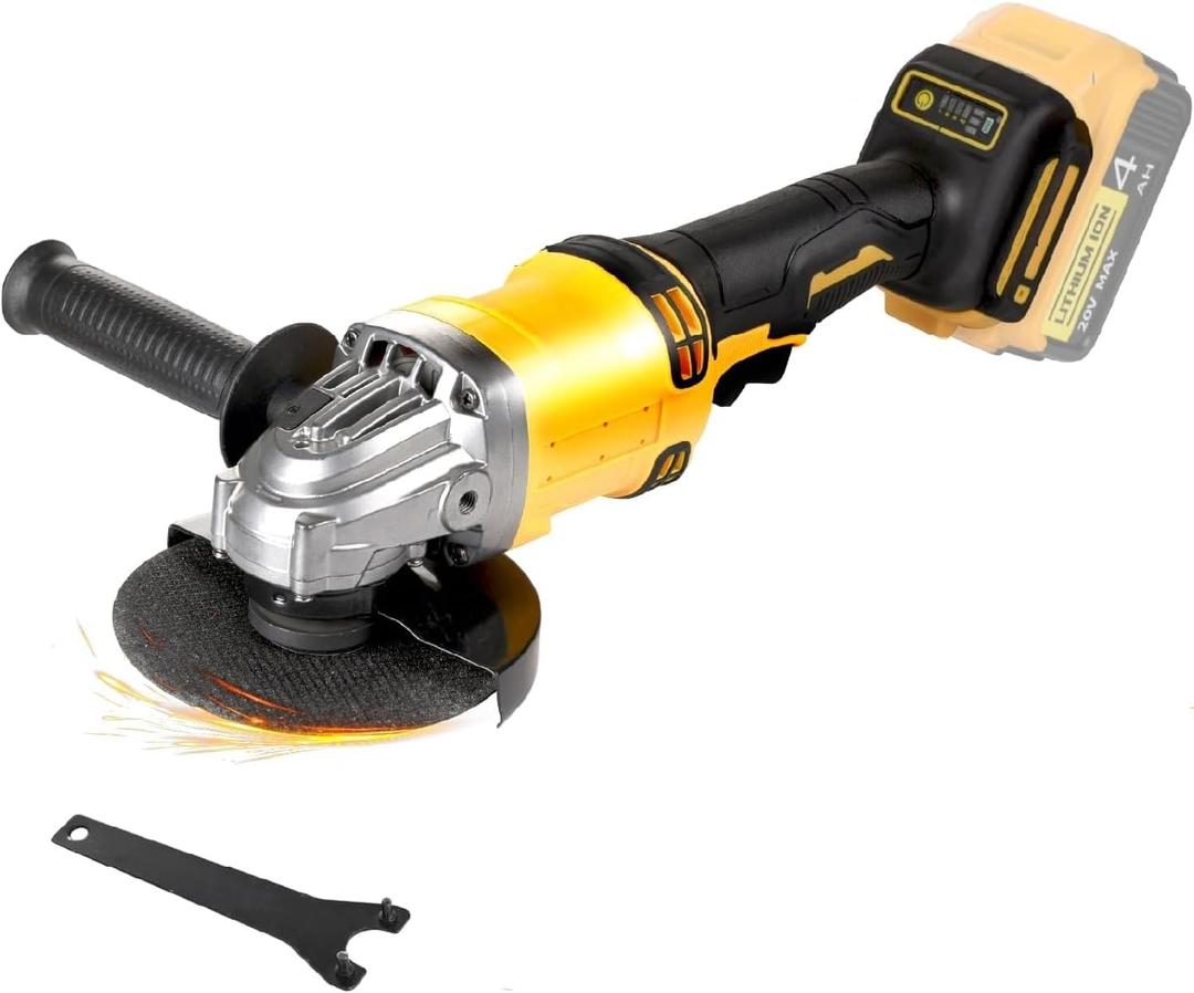 Cordless Angle Grinder Compatible with Dewalt 20V Max Battery(NO Battery) Brushless 4-1/2" Angle Grinder for Cutting, Griding, Polishing(10000RPM) (NO Wheels) (Yellow and Black)