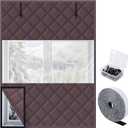 3 Layer 63 x 47 Inch Visible Winter Insulated Window Cover,Oxford Thermal Insulated Window Blanket with Fastener,Brownish Red Window Insulation Kit for Winterizing Keeping Home Warm