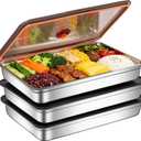 3 Pack Stainless Steel Food Storage Containers with Airtight Lids - Stackable, BPA-Free, Dishwasher/Freezer Safe for Meal Prep, Leftovers & Snacks, 13.1 inches x W x 1.89 inches
