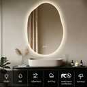LED Bathroom Mirror with Lights, 22x32 Inch LED Bathroom Vanity Mirror Irregular Backlit Mirror for Bathroom with 3 Colors, Dimmable, Anti-Fog, Memory, Al-Alloy Lampshade (Horizontal/Vertical)