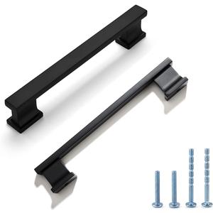 LIMUR 10 Pack 6.3 Inch (160 mm) Hole Center Matte Black Cabinet Pulls - Solid Zinc Alloy Kitchen Cabinet Handles, Drawer Pulls,Drawer Handle, Wardrobe & Dresser Handles,Cupboard Hardware