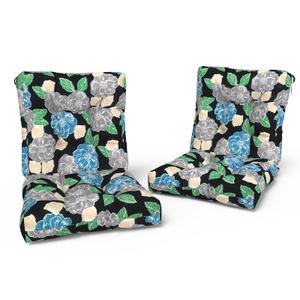 LVTXIII Outdoor Solid Low Back Cushion, Patio Tufted Replacement Rocking Chair Cushion with Ties, 2 Count Seat and Back Chair Cushions for Patio Furniture Use, 42 L x 21 W, Peony Garden