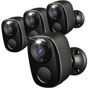Rraycom 4Pack Security Cameras Wireless Outdoor,2K Battery Powered AI Motion Detection Siren Alarm Surveillance Indoor Home Camera, Color Night Vision, 2-Way Talk, Waterproof, Cloud/SD, Works w/Alexa