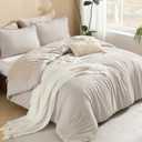 Litanika Oversized King Comforter 120x98, 3 Pieces Linen Lightweight Solid Bedding Comforter Set, All Season Fluffy Bed Set (1 Comforter & 2 Pillowcases) (Oversized King (120"x98"), 08 - Linen)