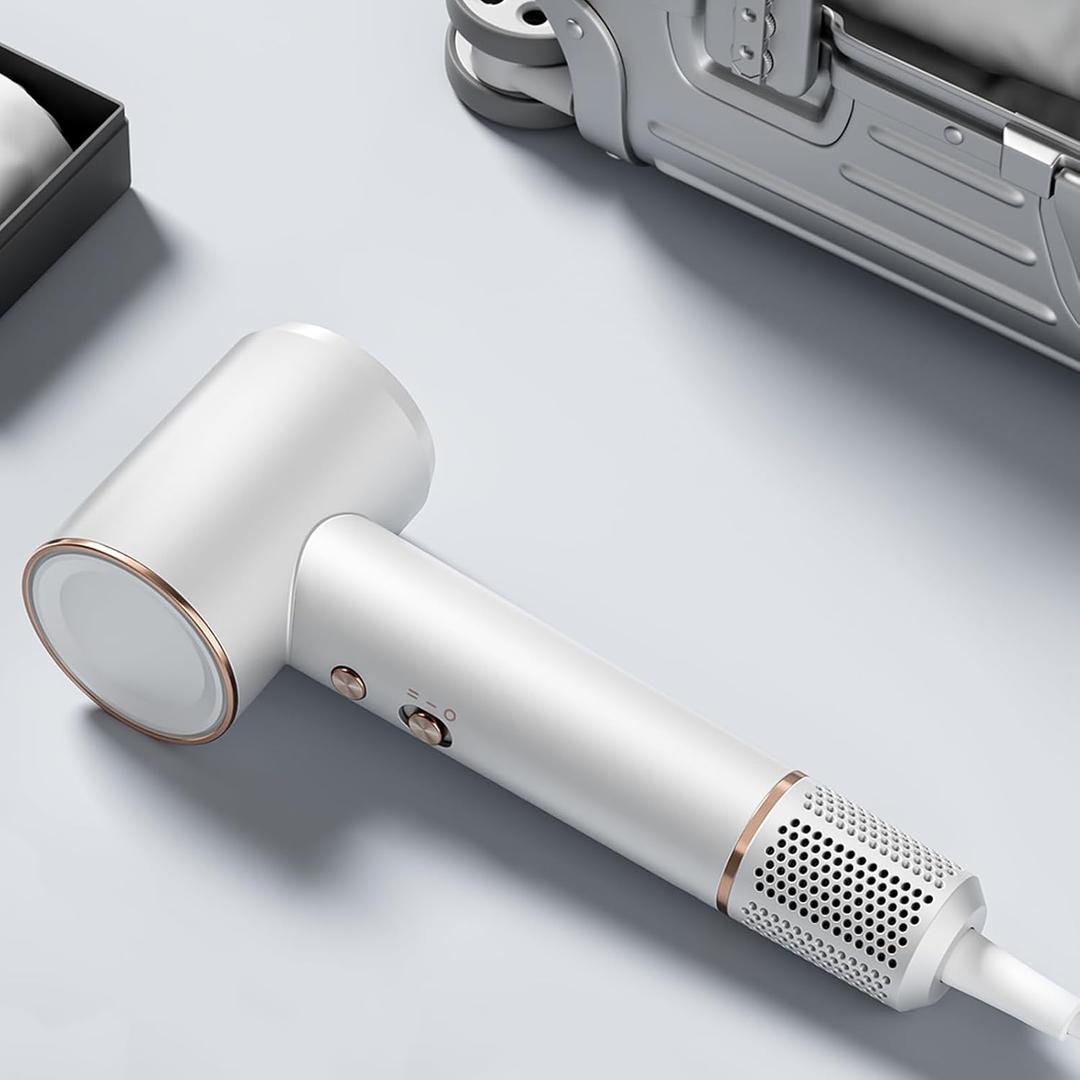 High-Speed Ionic Hair Dryer:3Min Fast Dry with Brushless Motor - Quiet, Mini Portable Hair Dryer Hair Care with Diffuser for Curly Hair Salon Home Travel for Women/Men/Baby/Pet (White)