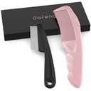 Dafeng 2PC Dandruff Comb Fine Tooth Scalp Detox Comb Lice Stainless Steel Scalp Detoxing Hair Brush Tool Hair Care for Women, Men & Kids (Pink)