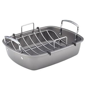 Circulon Total Bakeware Nonstick Roaster, Roasting Pan with Rack, 17-Inch x 13-Inch, Gray
