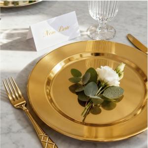 6 Pack 13'' Gold Dinner Charger Plates Set, Reusable Stainless Steel Round Plate Chargers Bulk for Easter Elegantes Party Wedding,  Gold, Modern
