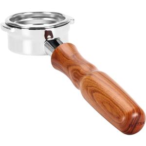 DIBTSA Bottomless Portafilter 58mm Compatible with La Marzocco Machines, Espresso Machine Parts, Wooden Handle with 304 Stainless Steel Filter Basket