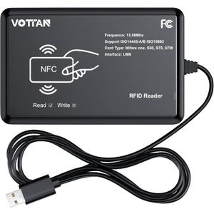 RFID Card Reader 13.56Mhz Reader Support ISO14443-A/B Protocol, IC Card Protocol Contactless Card IC Reader USB Port Compatible with Windows XP/7/8/10/11 (USB Port)