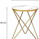HLR Modern Round Side Table Set of 2, End Table with Marble Effect Top and Gold Metal Frame, Small Side Table for Living Room, Bedroom, Sofa and Couch, Gold Legs, White Marble top, 2-pack