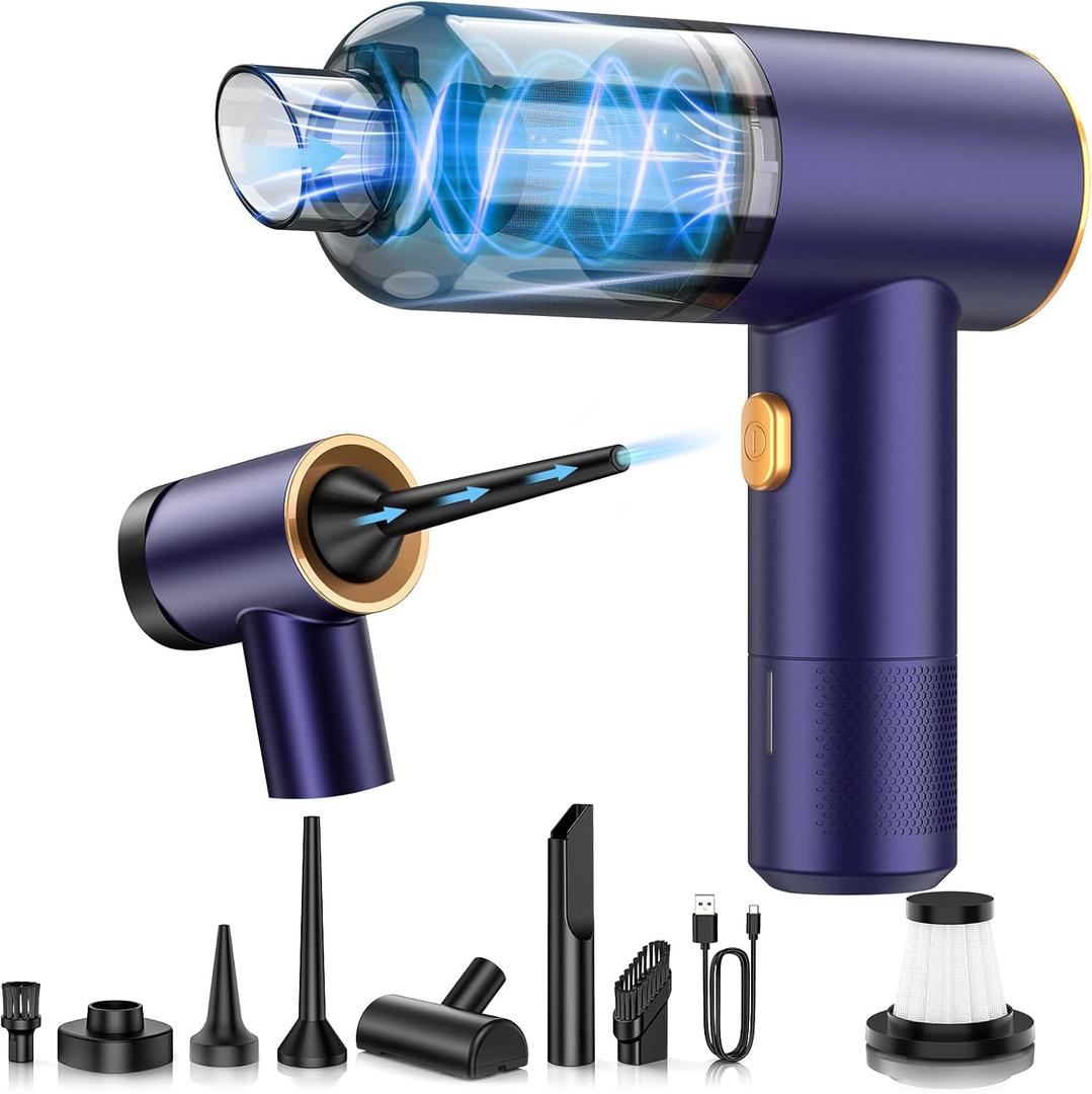 Handheld Car Vacuum Portable Cordless,18000PA High Power Vacuum Cleaner with Brushless Motor.7 in 1 Mini Hand Held Vacuum Rechargeable AirDuster/Blower for Car,Home,Ofice,Pet (Purple)