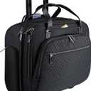 EMPSIGN Rolling Laptop Bag, 15.6 Inch Roller Briefcase with Wheel, Rolling Underaeat Computer Bag with Water-Proof RFID Pockets for Travel Business Work-Quilted Black