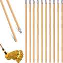 Barydat 20 Pack 55 Inch Lacquered Wood Broom Handle with Metal Threaded Tip Heavy Duty Natural Lacquered Wood Handle for Floor Home Office Commercial, 1" Diameter