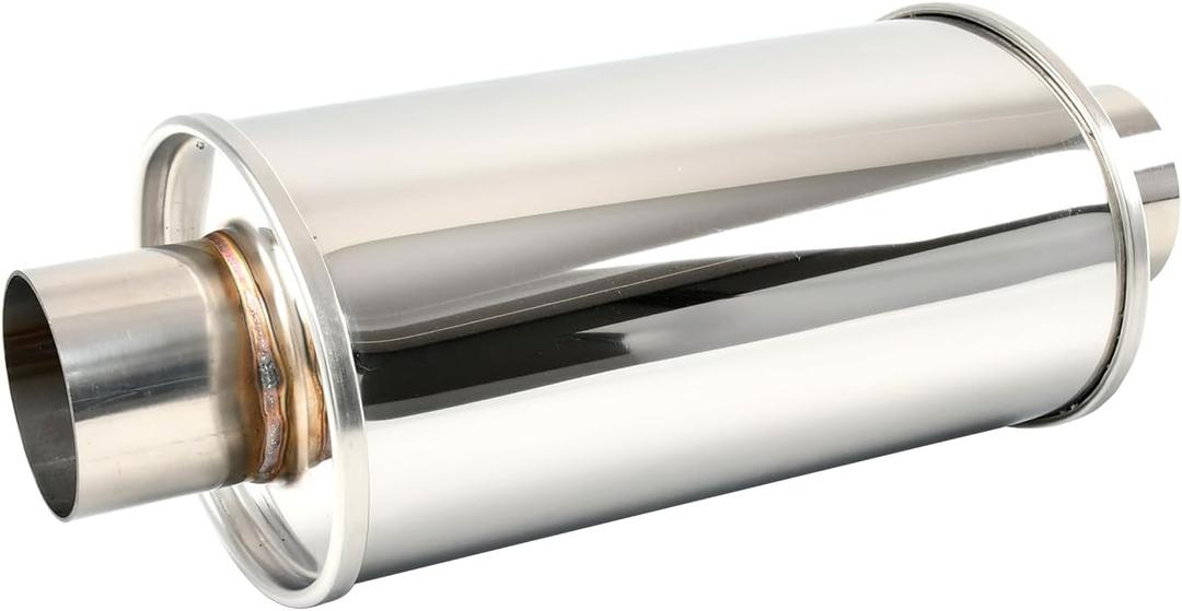 2.5'' Inch Ultra Quiet Resonator,2.5" Inlet 2.5" Outlet Exhaust Resonator,13.8" Overall Length Performance Muffler Resonator T304 Stainless Steel Universal Fitment