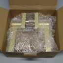 1 Pack Gold Door Handles, Heavy Duty Door Knobs Interior for Bedroom Bathroom, Zinc Alloy Privacy Door Levers Door Handle with Lock, Satin Brass Modern Door Hardware & Locks