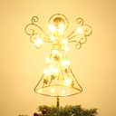 hogardeck Christmas Tree Topper, Glittered Gold Angel Tree Topper for Christmas Treetop, 30 LED Timer Sparkling Tree Toppers for Christmas Tree Decorations