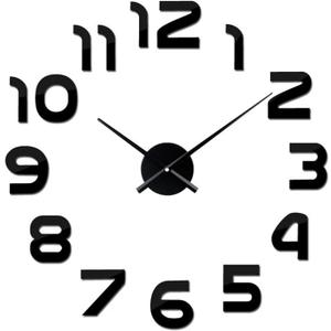 3D Wall Clock Large Mirror Clocks Stickers Living Room Accessories Decorative House On The for Living Room Office(Black,47in 100-120cm)