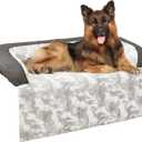 Dog Couch Bed for Large Dogs Cats Fluffy Calming Dog Bed Mat Washable Pet Couch Covers Protector for Sofa Removable Pet Sofa Beds for Bedroom with Anti-Slip Waterproof Back 45x37 Inch XL Size (Grey) (Marble Luxe Dark Grey)