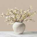 White Cherry Blossom Branches 6 Pcs 33.5" Long Stem Artificial Flowers for Tall Vase, Premium Faux Silk Spring Decor, Realistic Fake Cherry Blossoms for Home, Wedding & Table Centerpieces