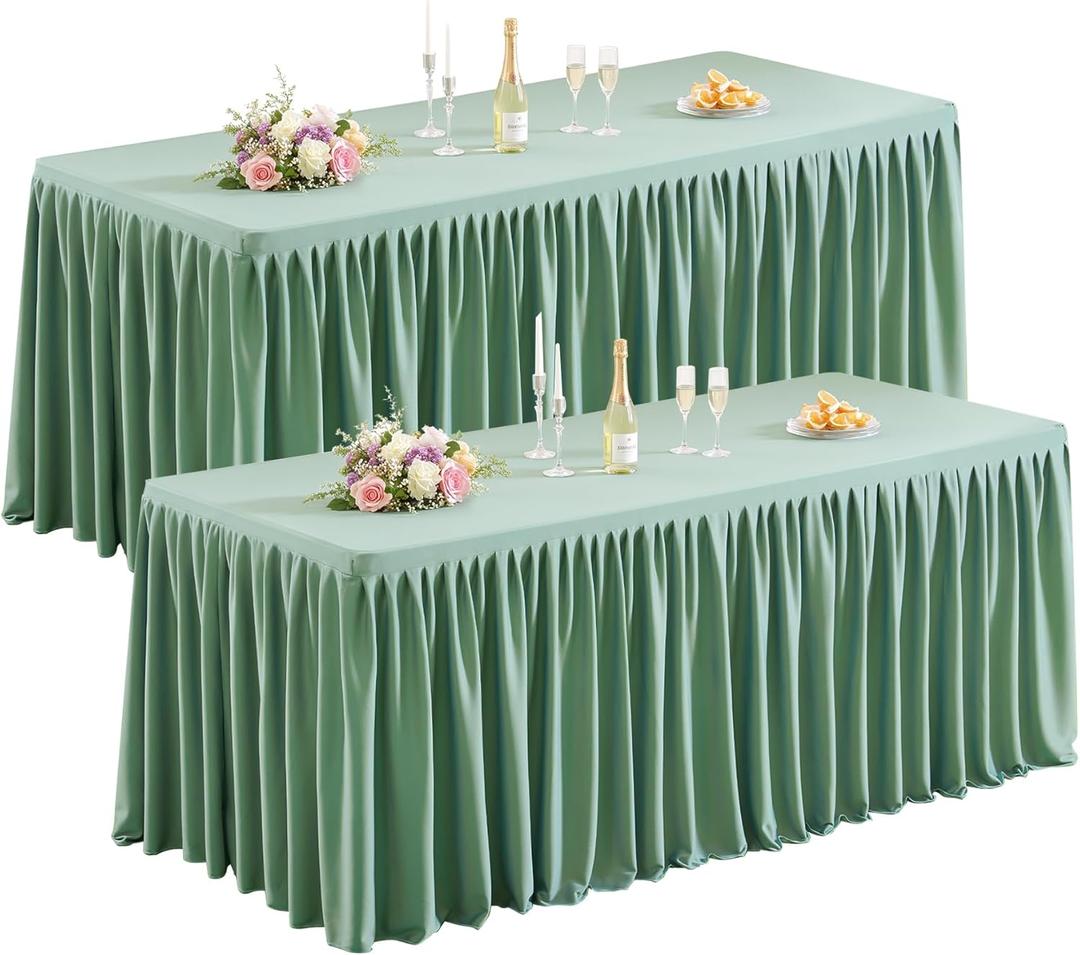 2 Pack Sage Green Table Clothes for 6 Foot Rectangle Tables, Premium Polyester Rectangle Tablecloth Wrinkle Resistant Washable Table Cloth for Wedding, Party, Dining, Banquet, Buffet Tables