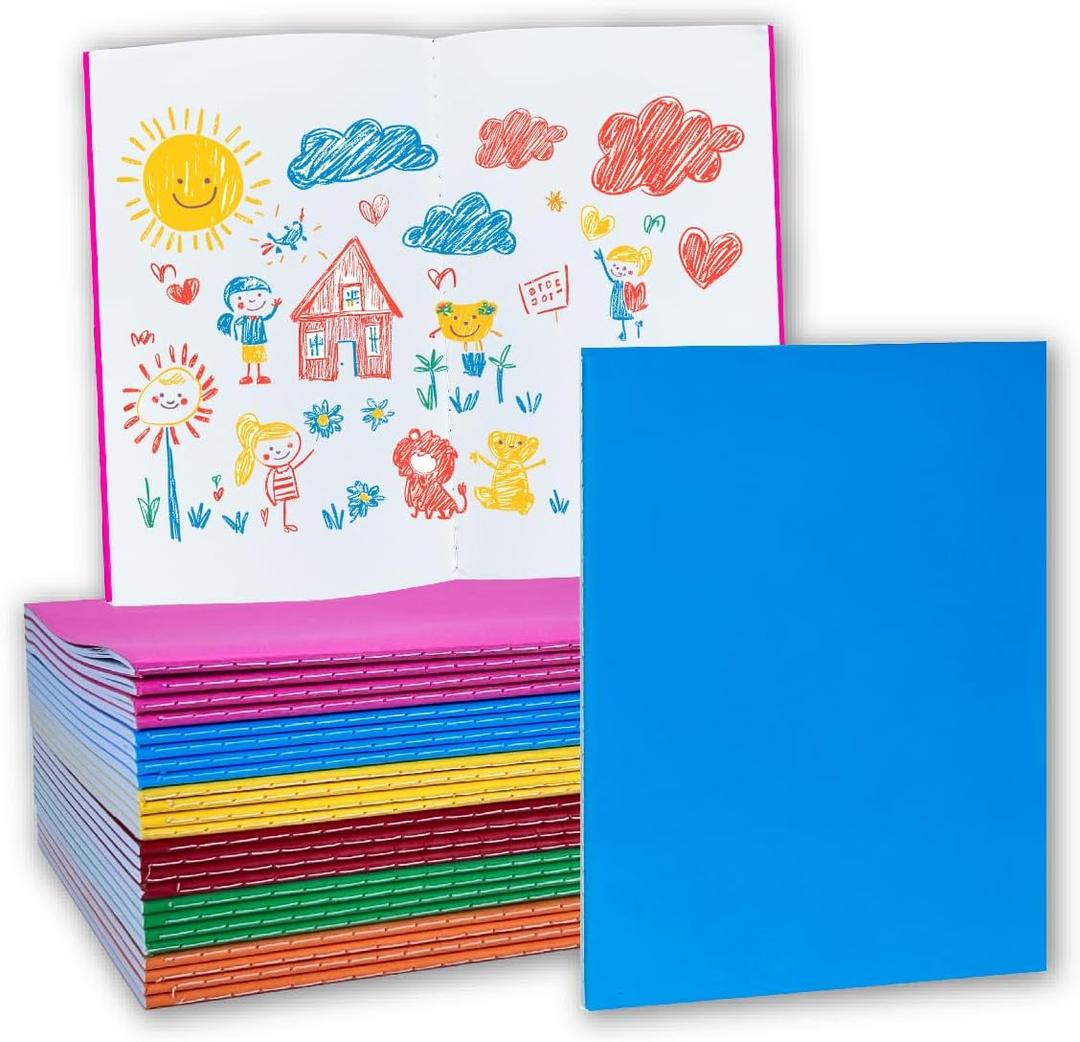 24 Packs Blank Books for Kids to Write Stories with 6 Colors, 8.5x5.5 Inch Blank Small Journals Notebooks Bulk, Unlined Colored Notebooks for Kids Students to Draw Sketch Writing or Create Own Stories (24 Sheets/48 Pages,24 Pack)