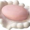White Bathroom Soap Dish,Self Draining Soap Dish,Ceramic Soap Holder for Counter Top,Bar Soap Holder