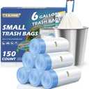 150 Count 6 Gallon Trash Bags Drawstring - 1.1 Mil Heavy Duty Medium Garbage Bags,22.5 Liter Strong Plastic Can Liners Unscented,Thick Waste Basket Bags for Bathroom Office Kitchen