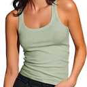 Artfish Women's Sleeveless Cotton Fitted Tank Top Form Fitting Scoop Neck Ribbed Knit Basic Cami Shirts, S