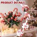 5pcs Candyland Christmas Tree Picks Candy Cane Tree Topper, Red and White Christmas Tree Decorations with Glitter, Curly Lollipop Candy Picks for Xmas Holiday Wreath Vase Party Decor