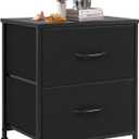 DUMOS Nightstand Small Dresser with 2 Fabric Drawers Side Tables Bedroom End Table Kids Bedside Storage Furniture for 20 inch Tall Night Stand for Closet, Entryway, College Dorm, Black(1 Pack)