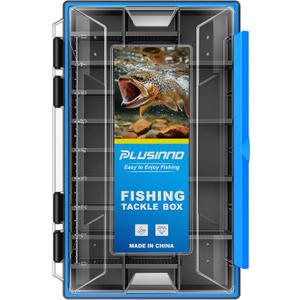 PLUSINNO Fishing Tackle Box, Waterproof Tackle Box Organizer with Removable Dividers,1 Packs /2 Packs Fishing Box Tackle Tray Lure Box and Terminal Tackle Storage