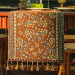 1372 Inch Table Runner, Retro-Luxury Tassels Series for Kitchen Dining Table Holiday Decoration (Coffee Branch)