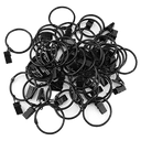 40 Pack Metal Curtain Rings with Clips, Drapery Hanging Hooks for Curtains, Shower Curtains and Window Treatments, Black