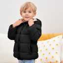 Baby Boys Thicken Winter Coat Toddler Girls Fleece Warm Hooded Jacket Clothes (Black)