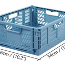 Plastic Drawer Organizer Collapsible Storage Box Crate, Stackable Folding Storage Basket Closet Containers Toy Organiser for Home Office Bedroom Kitchen Drawer Pull Out Under Bed-Blue