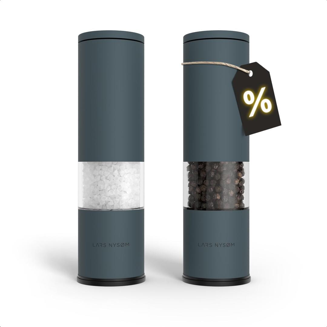 LARS NYSM Salt and Pepper Grinder Set Manual, Stainless Steel Salt and Pepper Mills with Adjustable Ceramic Grinder I Design Spice Shakers (Stone Blue)