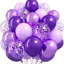 Purple Balloons,50Pcs 12 Inch Metallic Lavender Black Purple Confetti for Princess Girl Birthday Bridal Shower Wedding Anniversary Party Supplies