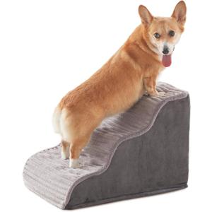 Dog Stairs for Small Dogs & Cats 15.7" H, High Density Foam Dog Steps Ramp for Couch Sofa and Chair, Pet Stairs with Non-Slip Bottom and Remove Washable Cover, 3-Step Pet Steps, Grey